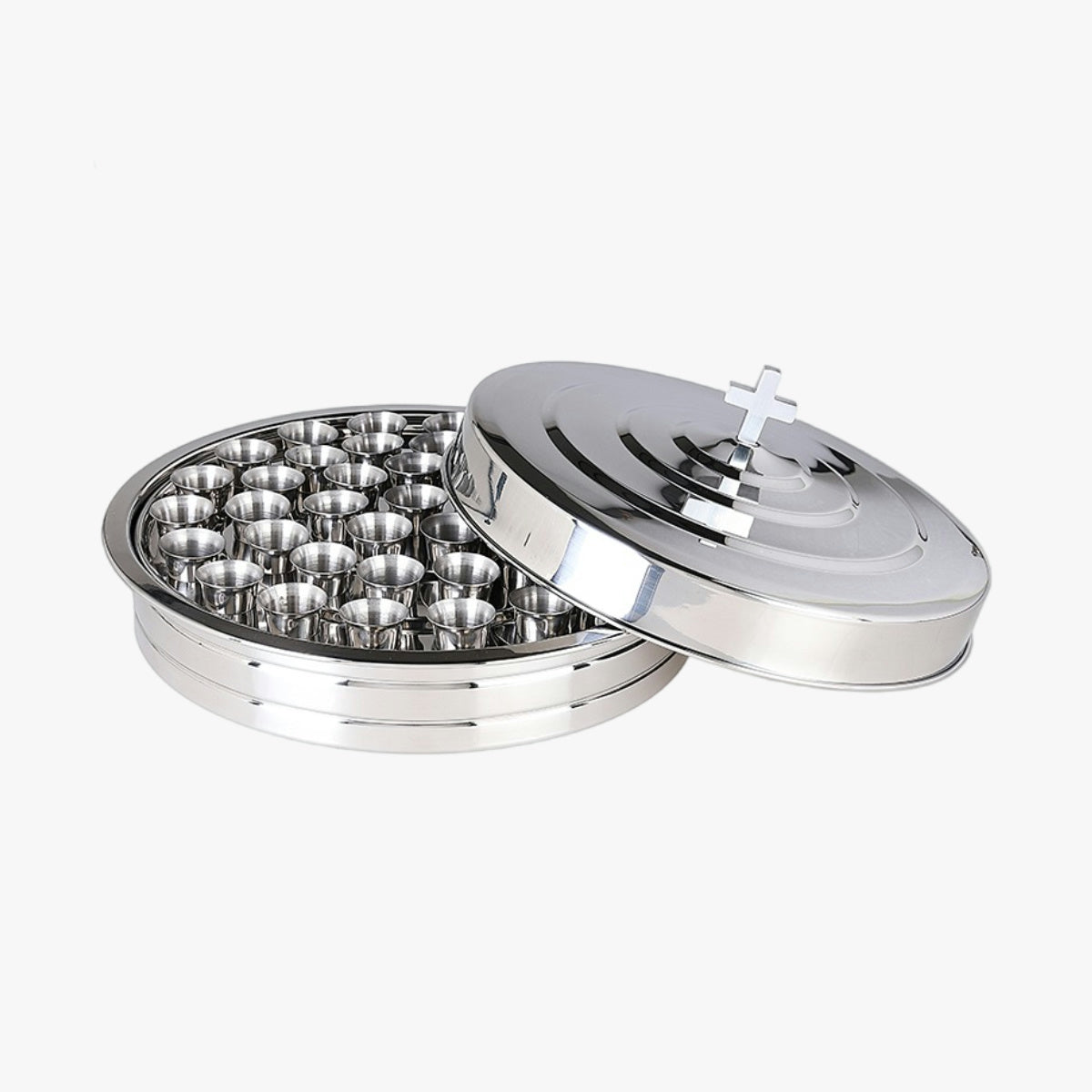 Holy Communion tableware cups and plates stainless steel 40-hole cup and plate set church holy communion ritual activities supplies