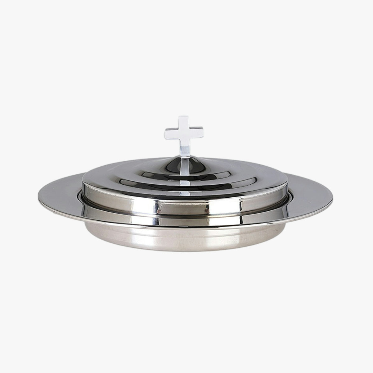 Stainless steel 304 breaking bread holy tableware Eucharist ritual ceremony supplies simple flat small cake plate with cover thick round