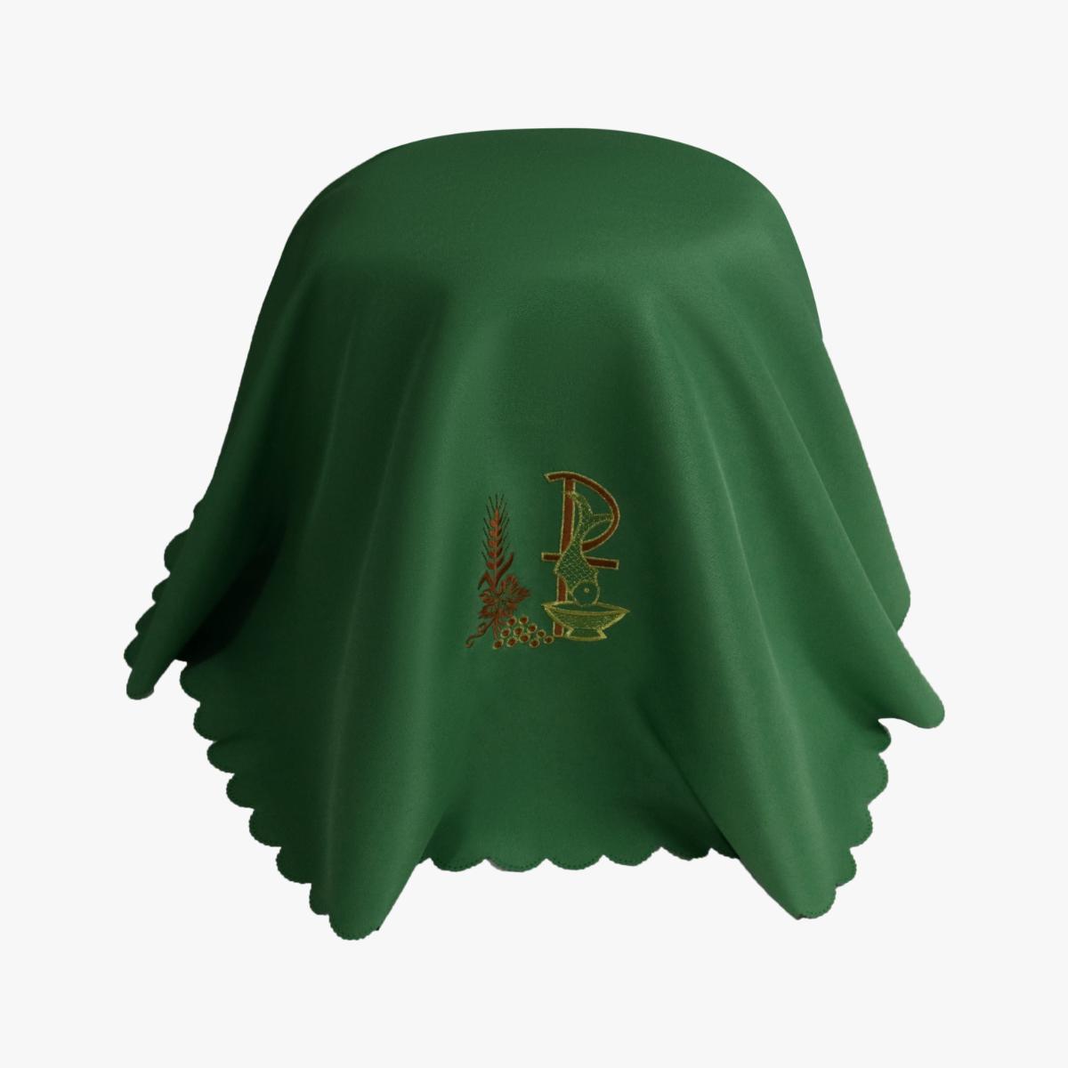 Holy tableware green dustproof Eucharist ritual supplies cover towel wheat ear embroidery pattern round