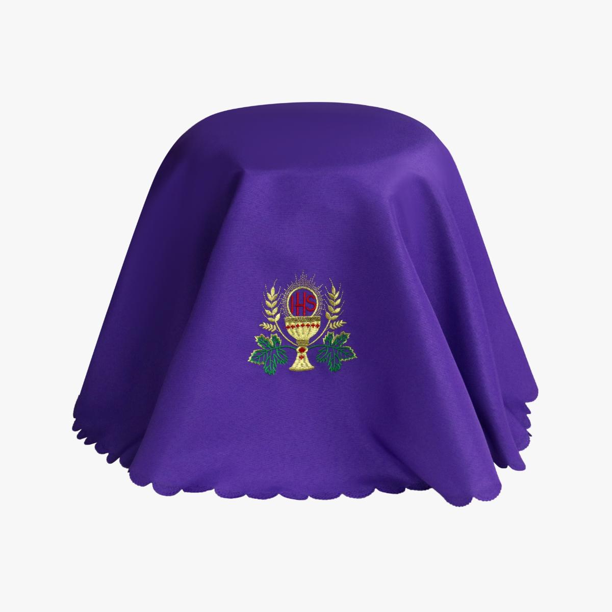 Holy tableware purple Eucharist ritual activities supplies dust cover towel wheat ear embroidery pattern round diameter 1 meter