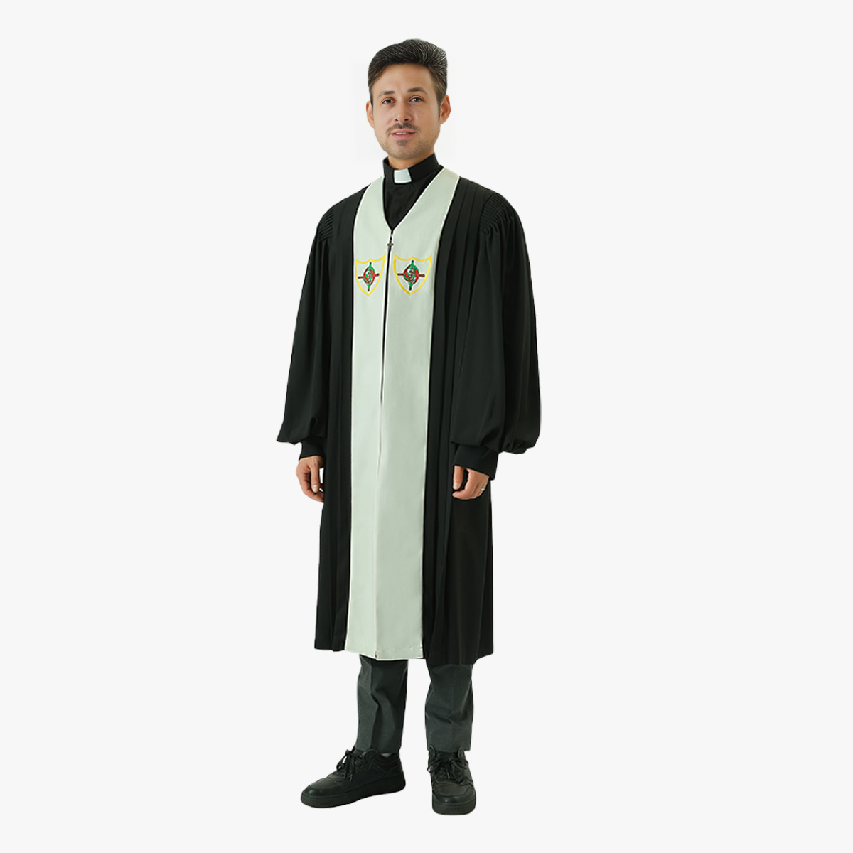 Priest suit tie one-piece host clothing clergy religious black dress