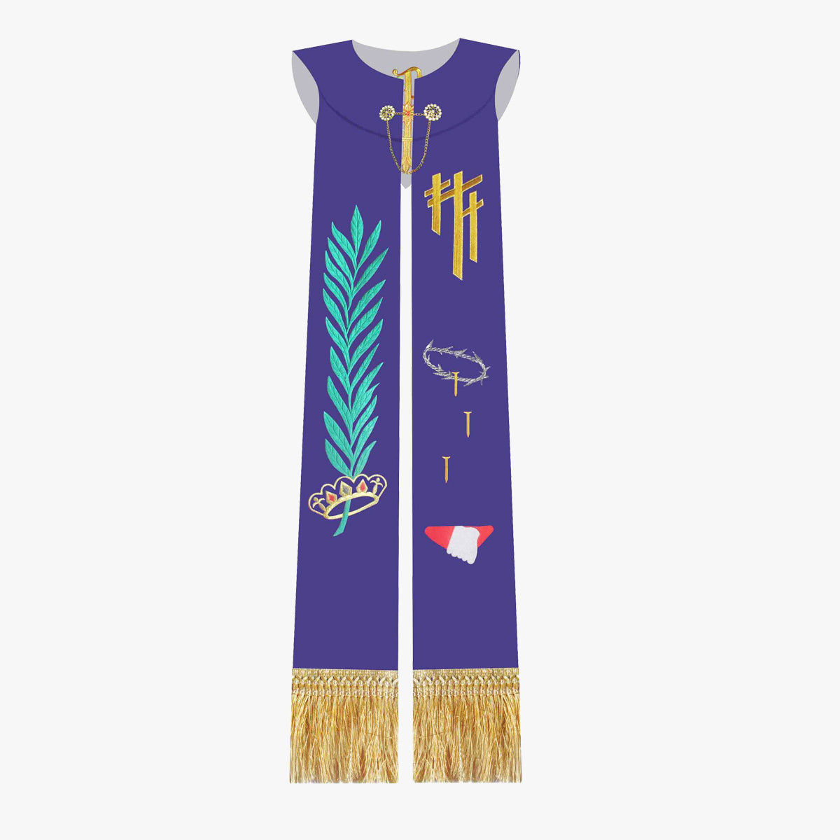 Gothic priest vestments white purple double-sided tie shawl elegant sacred and glorious Catholic ritual ceremony wear supplies - EPHOD