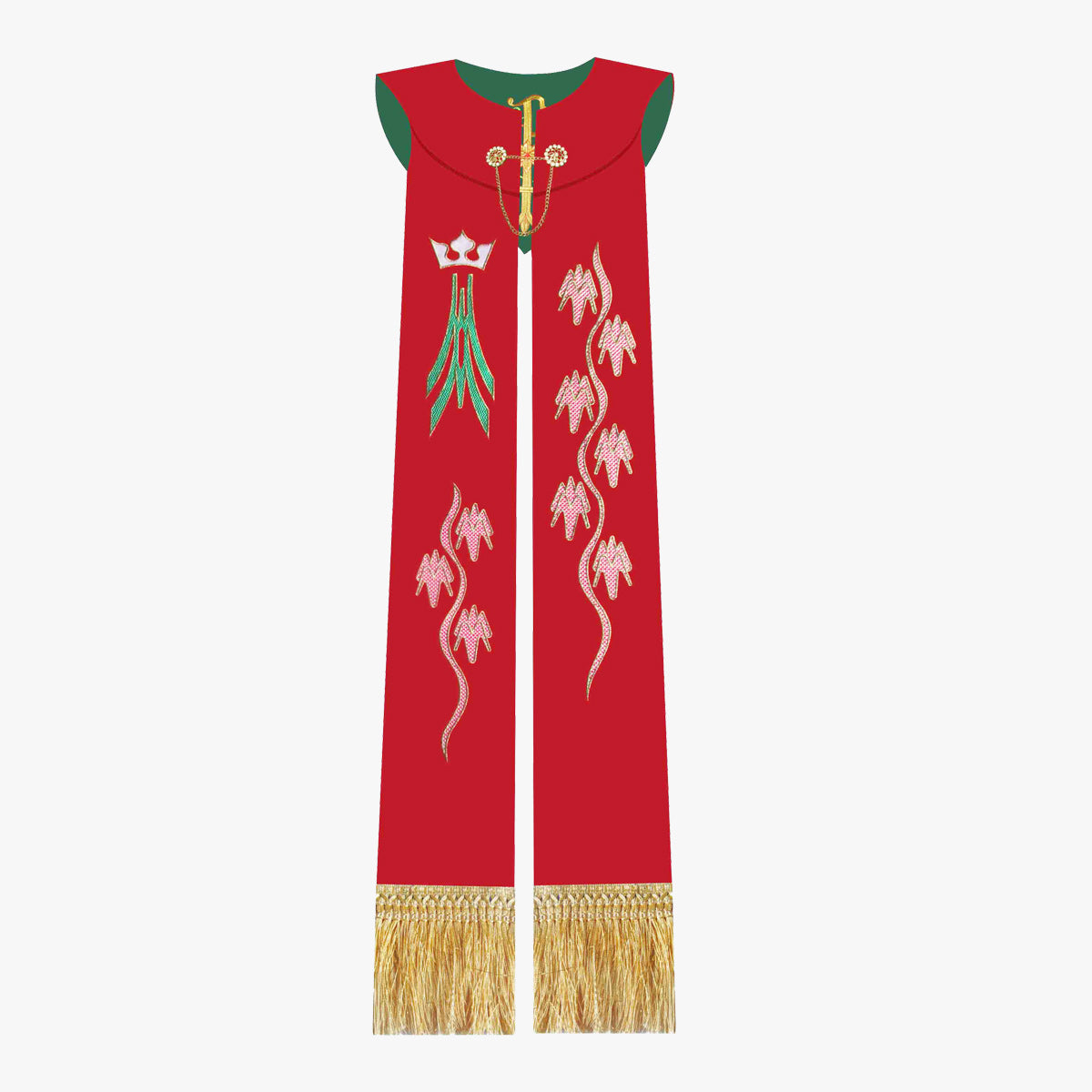 Gothic priest vestments red and green double-sided tie shawl elegant sacred and glorious Catholic ritual supplies