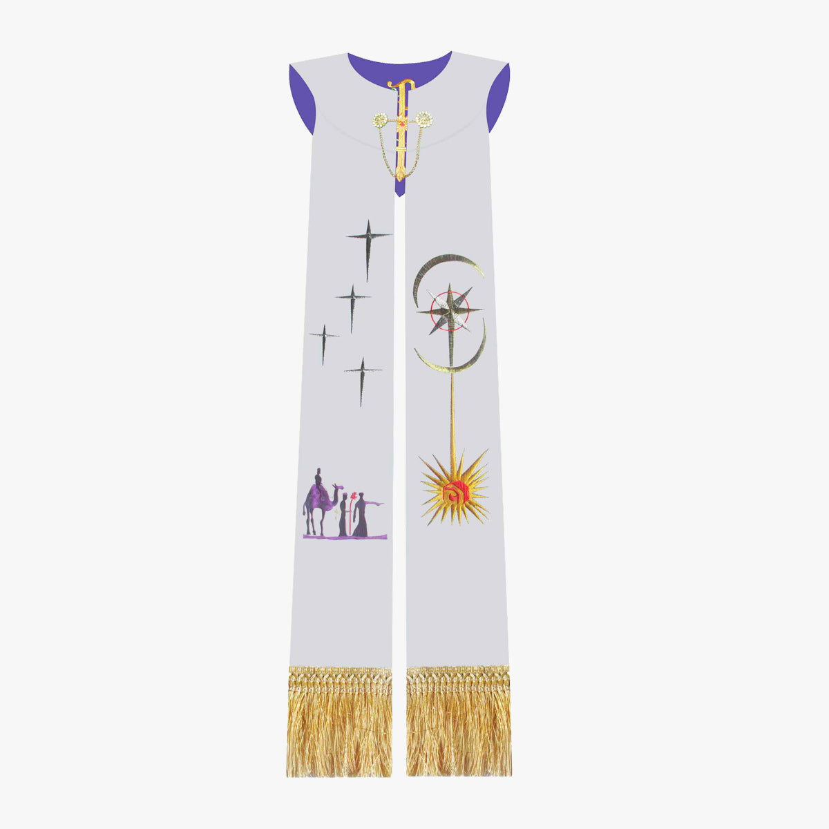 Gothic priest vestments white purple double-sided tie shawl elegant sacred and glorious Catholic ritual ceremony wear supplies - EPHOD