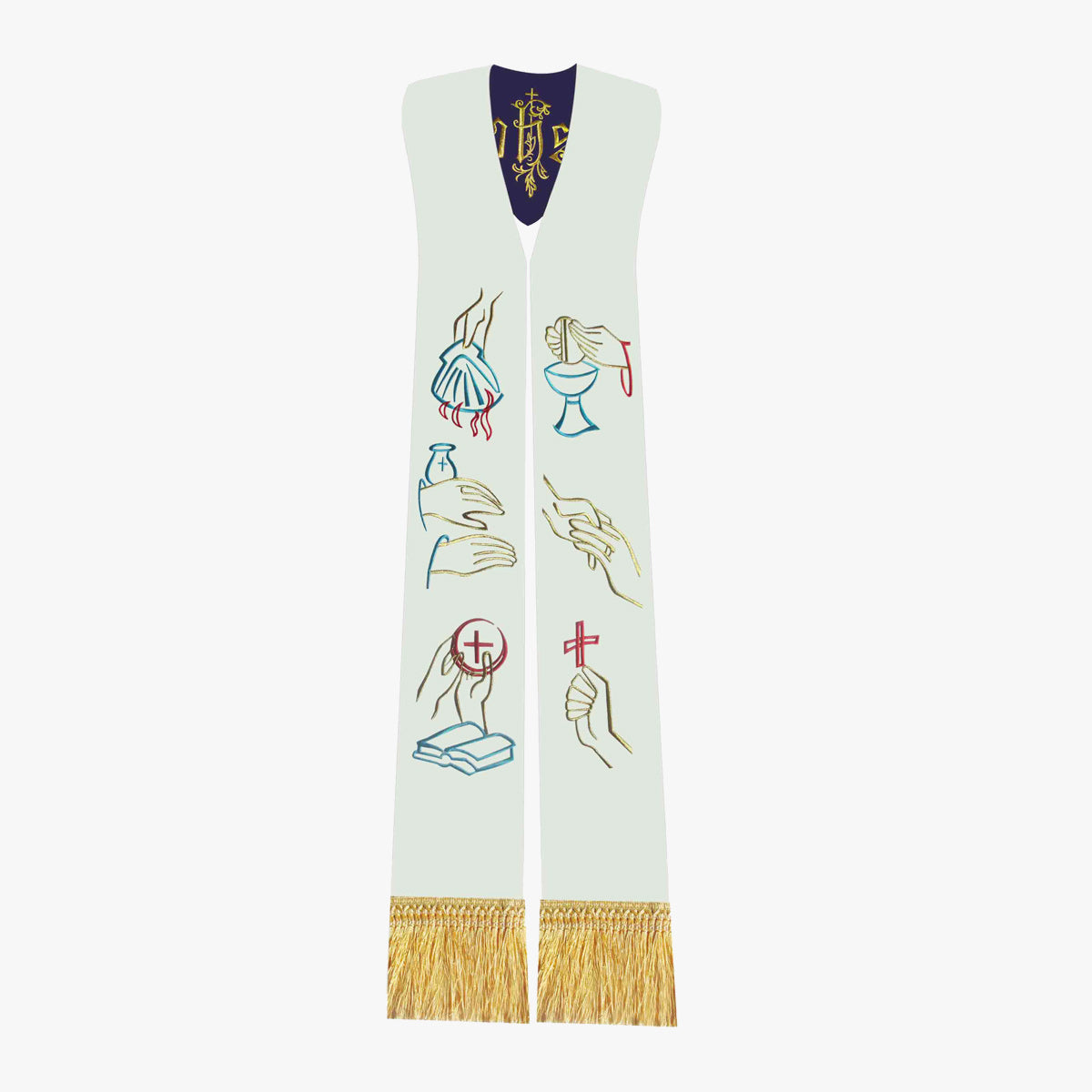 Gothic priest vestments white purple double-sided tie shawl elegant sacred and glorious Catholic liturgy holy belt