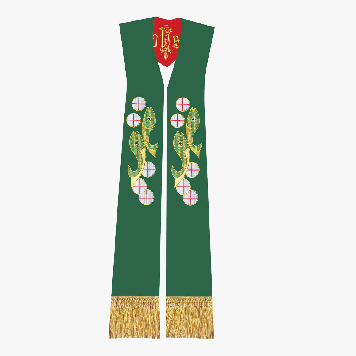 Gothic priest vestments red green double-sided tie shawl elegant sacred and glorious Catholic liturgy holy belt