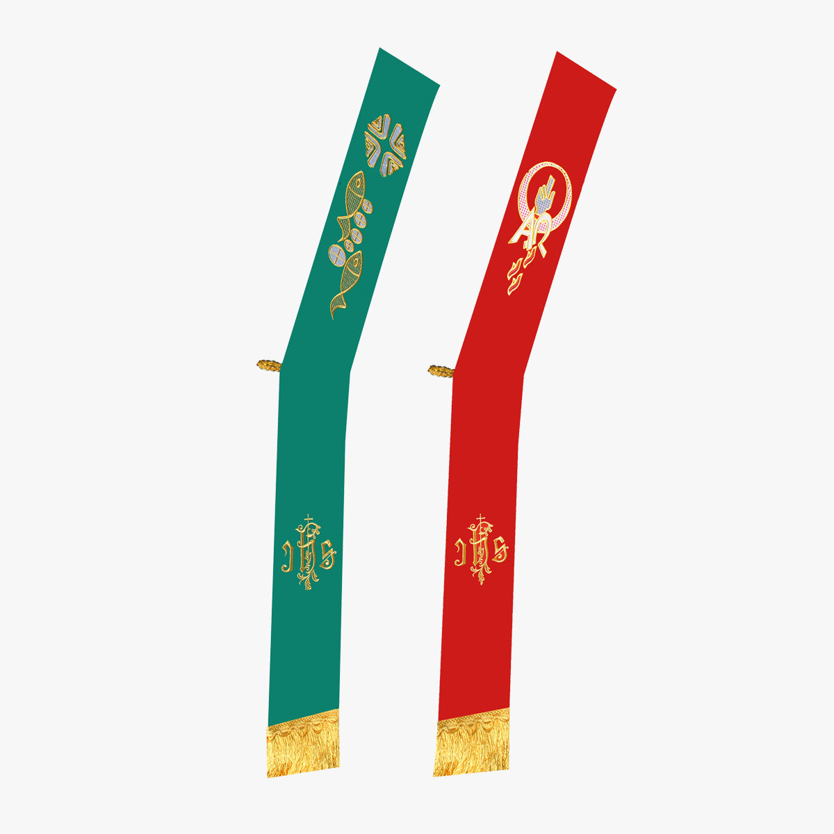 Catholic Deacon Red Green Double-Sided Tie Holy Rite Universal Religious Liturgy Ceremony Accessories