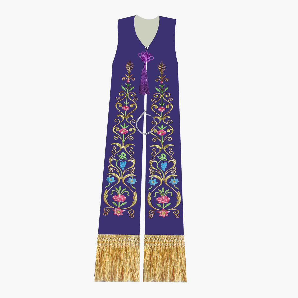Gothic priest vestments white purple double-sided tie shawl exquisite embroidery elegant sacred and glorious Catholic ritual