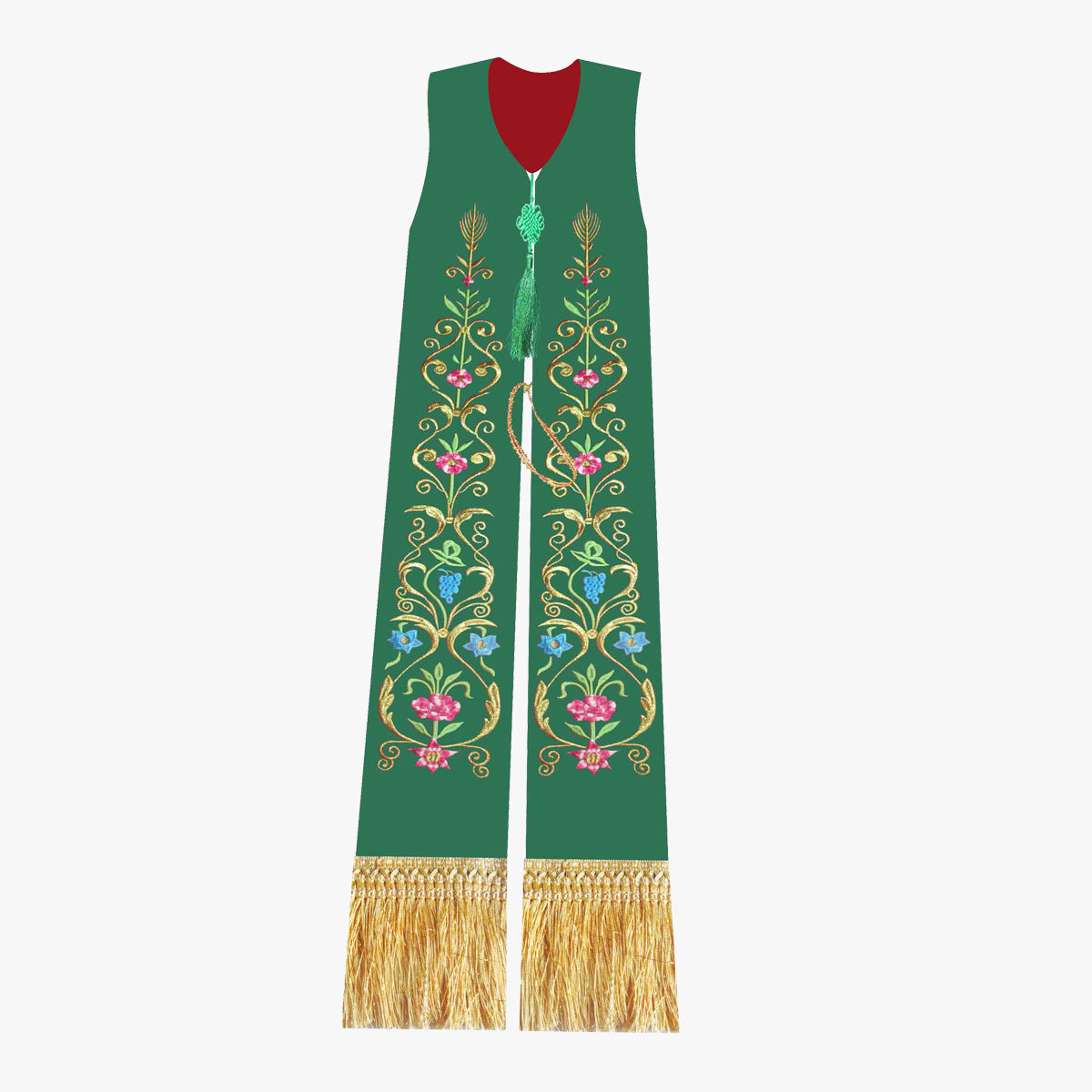 Gothic priest vestments red and green double-sided tie shawl exquisite embroidery elegant sacred and glorious Catholic ritual supplies
