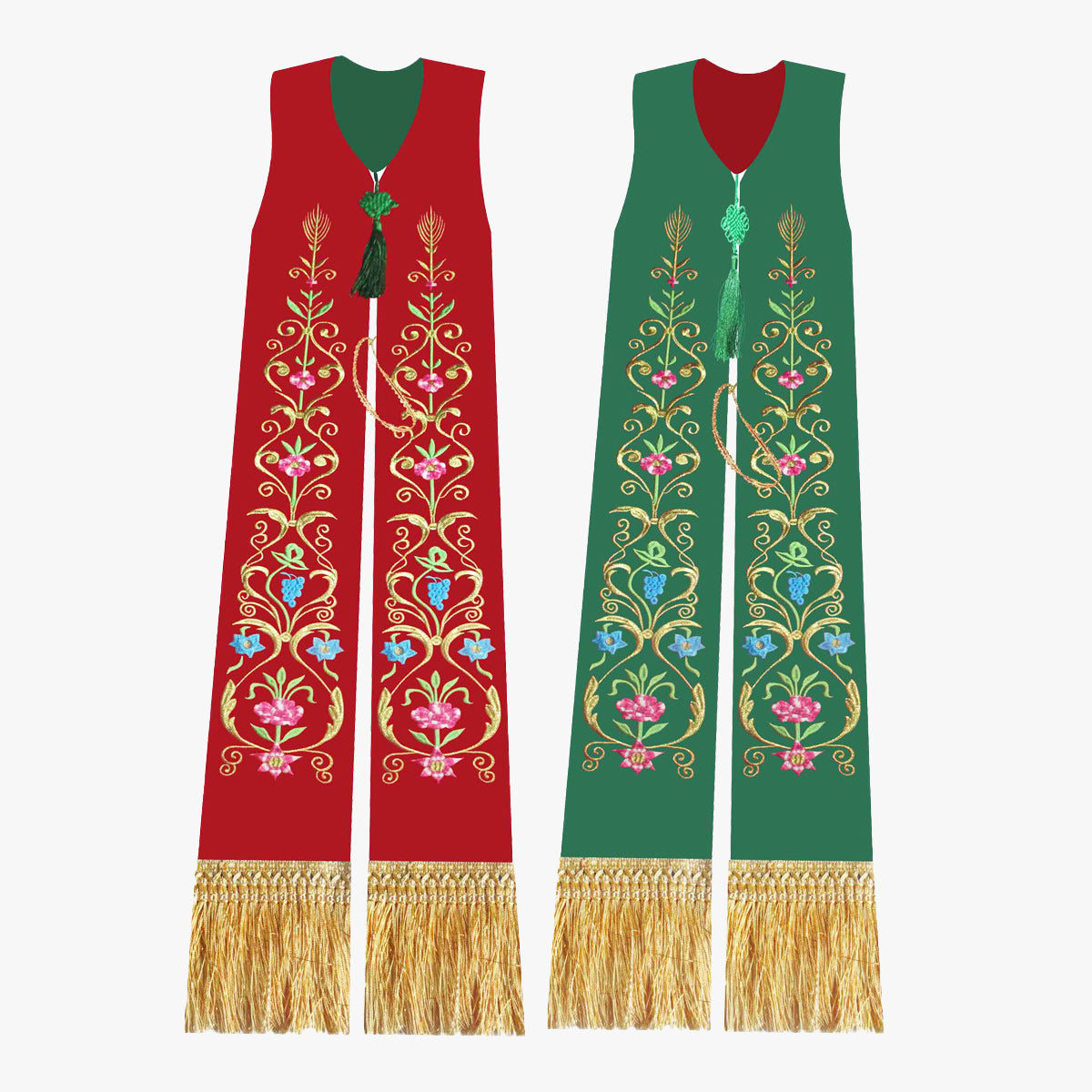 Gothic priest vestments red and green double-sided tie shawl exquisite embroidery elegant sacred and glorious Catholic ritual supplies - EPHOD