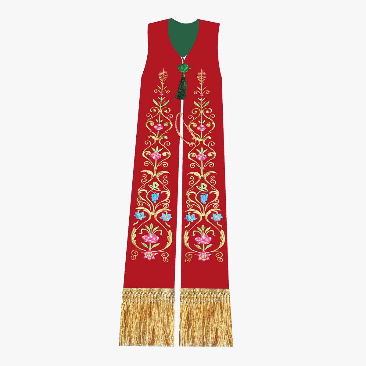 Gothic priest vestments red and green double-sided tie shawl exquisite embroidery elegant sacred and glorious Catholic ritual supplies