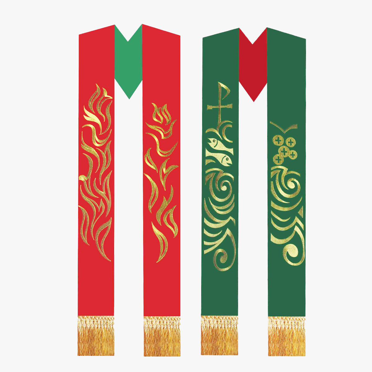 Gothic priest vestments mass red green double-sided tie holy belt shawl exquisite embroidery elegant sacred and glorious Catholic