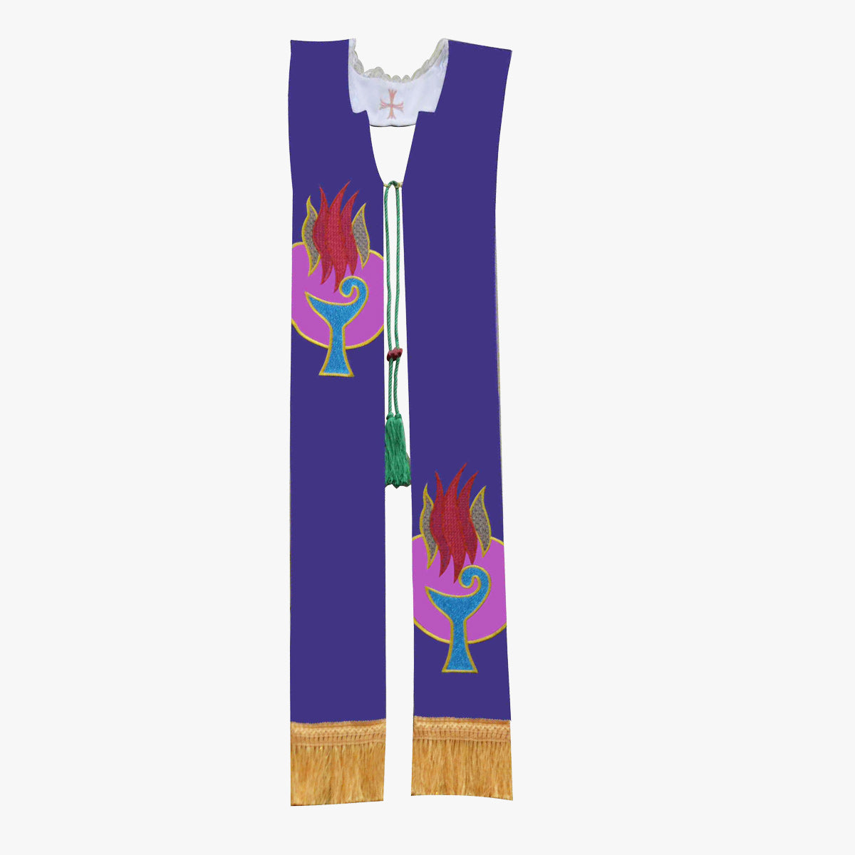 Priest vestments, Mass, white and purple double-sided tie, holy belt, shawl, exquisite embroidery, elegant, sacred and glorious Catholicism
