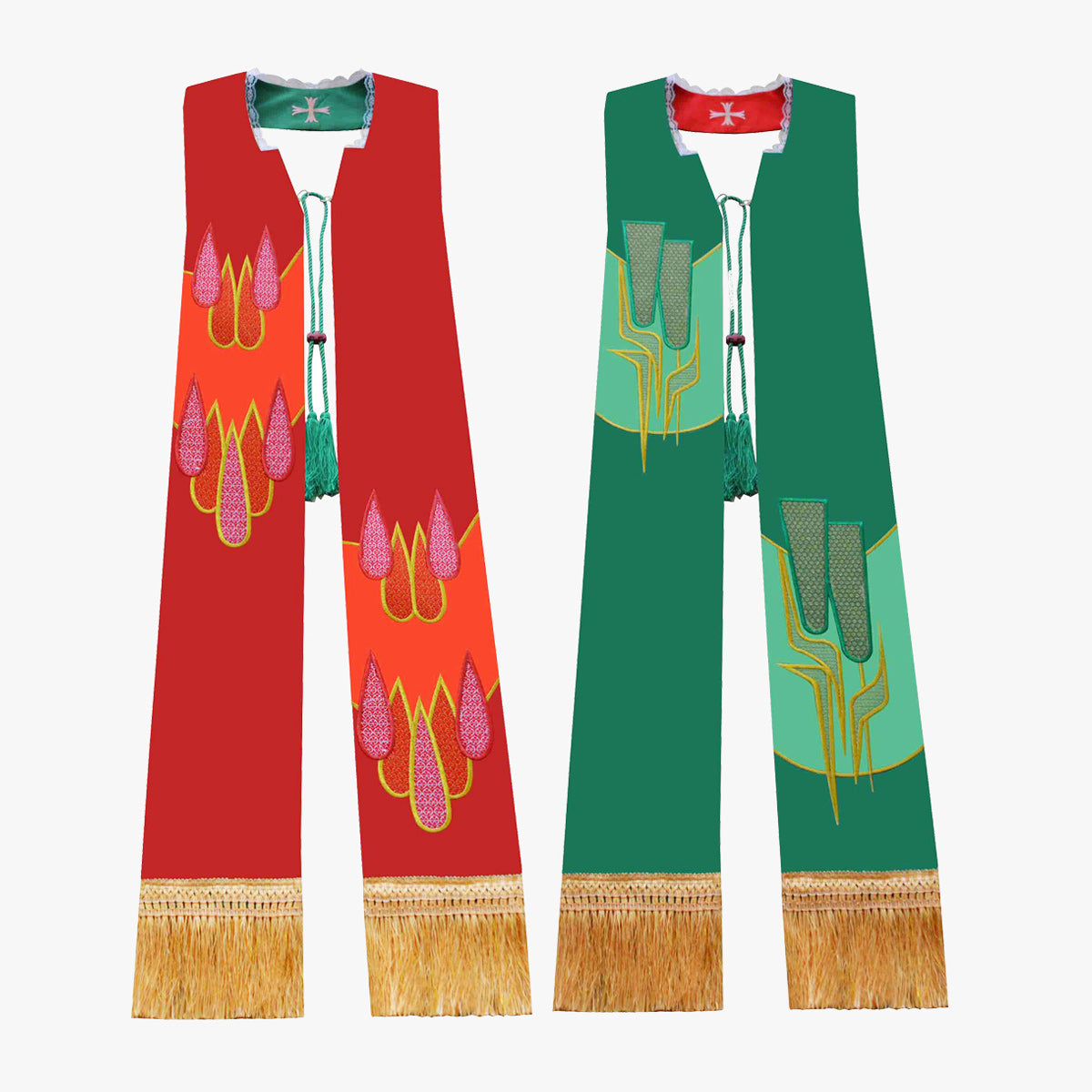 Priest vestments Mass red green double-sided tie holy belt shawl exquisite embroidery elegant sacred and glorious Catholic