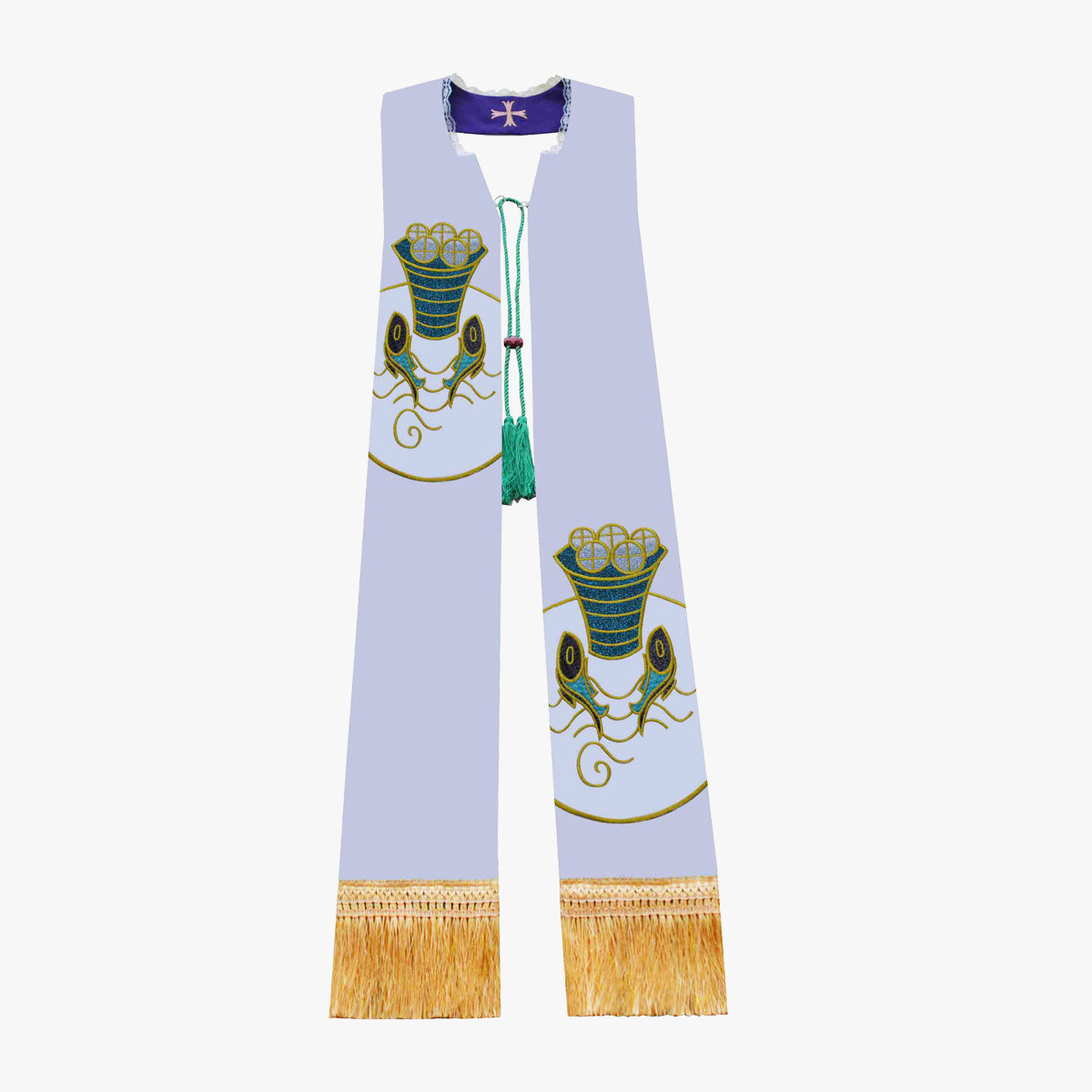Priest vestments, Mass, white and purple double-sided tie, holy belt, shawl, exquisite embroidery, elegant, sacred and glorious Catholicism