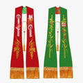 Catholic priest vestments, red and green double-sided ties, holy belts, shawls, accessories, exquisite embroidery, elegance, holiness and glory - EPHOD