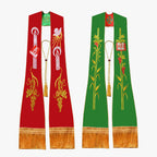 Catholic priest vestments, red and green double-sided ties, holy belts, shawls, accessories, exquisite embroidery, elegance, holiness and glory