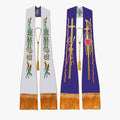 Catholic priest vestments, Mass, white and purple double-sided tie, holy belt, shawl, exquisite embroidery, elegant ceremony, sacredness and glory - EPHOD