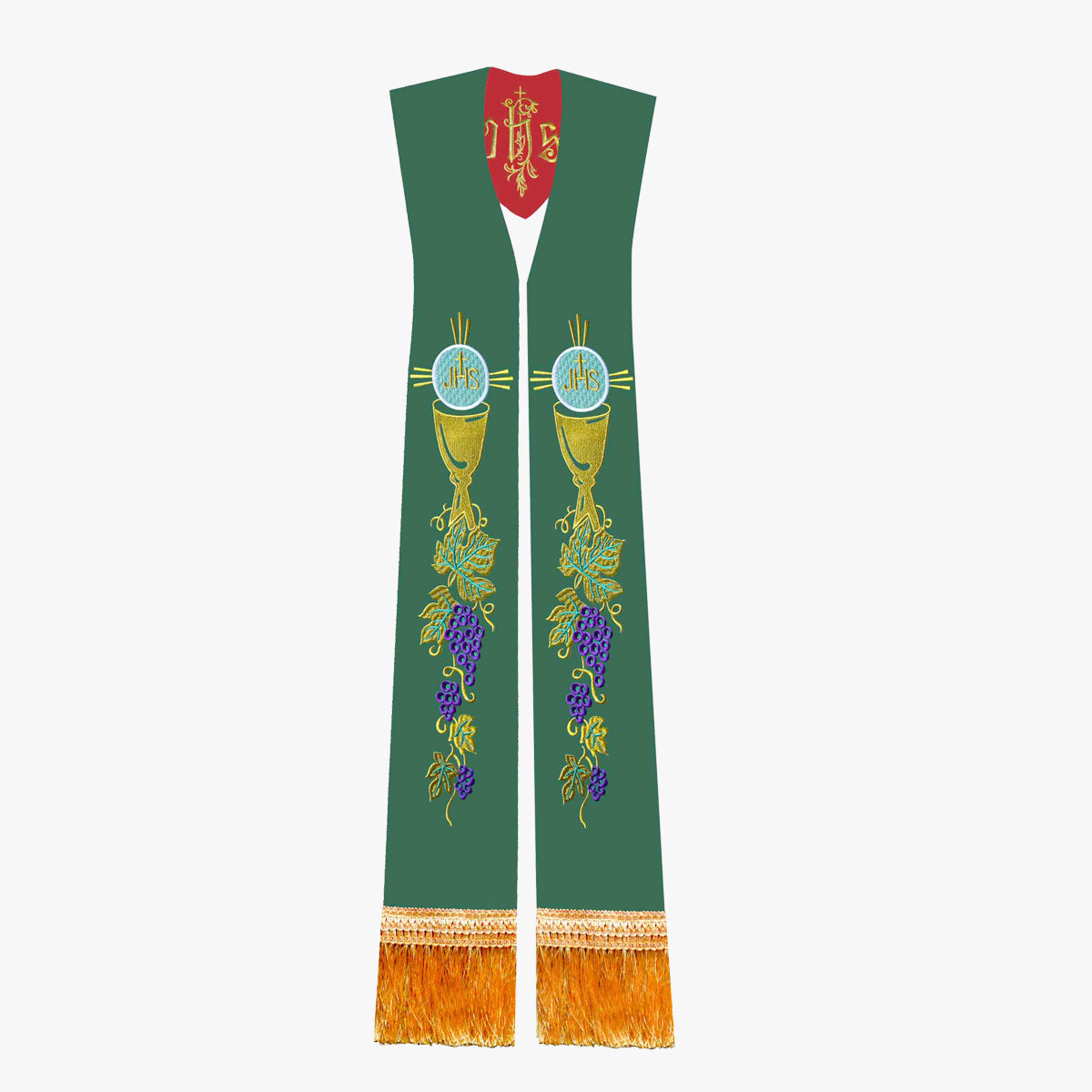 Priest vestments Mass red green double-sided tie holy belt shawl exquisite embroidery elegant sacredness and glory - EPHOD