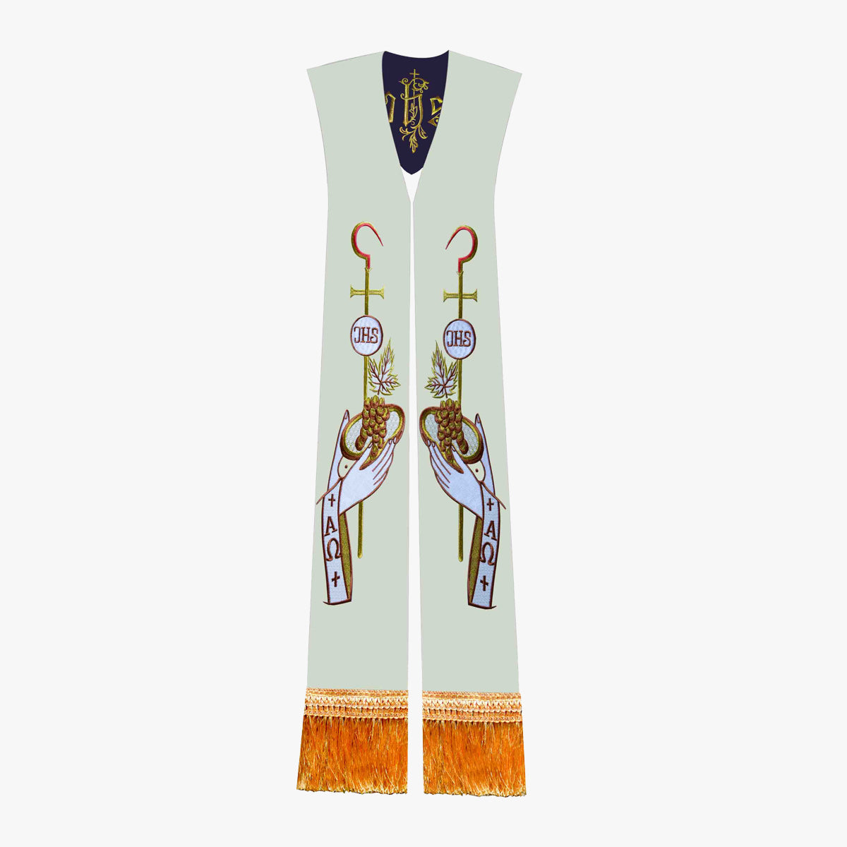 Priest vestments, Mass, white and purple double-sided tie, holy belt, shawl, exquisite embroidery, elegance, holiness and glory