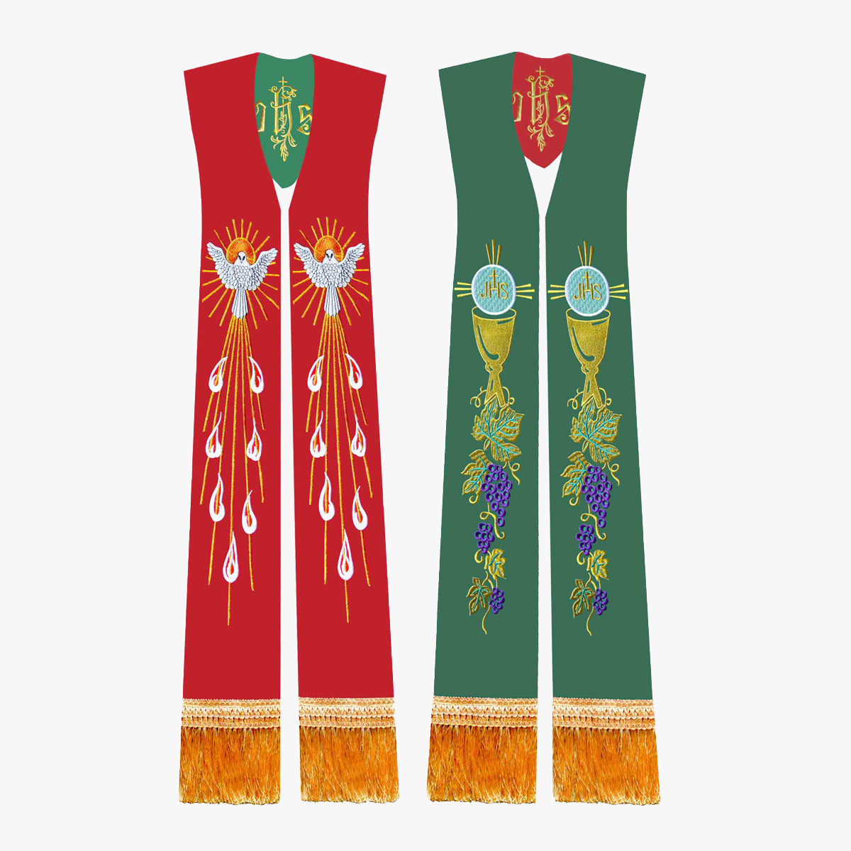 Priest vestments Mass red green double-sided tie holy belt shawl exquisite embroidery elegant sacredness and glory
