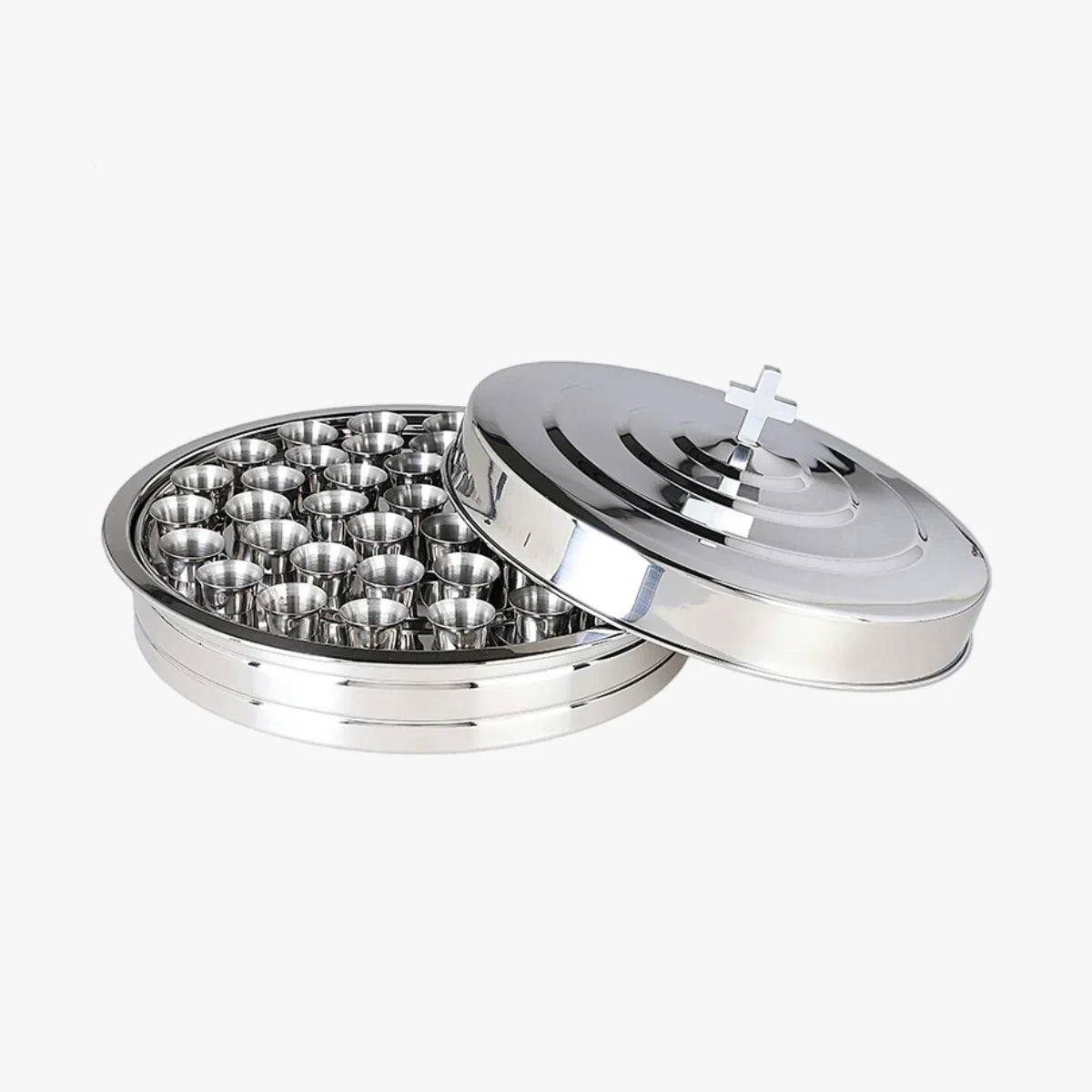 Holy Communion tableware cups and plates stainless steel 40-hole cup and plate set church holy communion ritual activities supplies - EPHOD