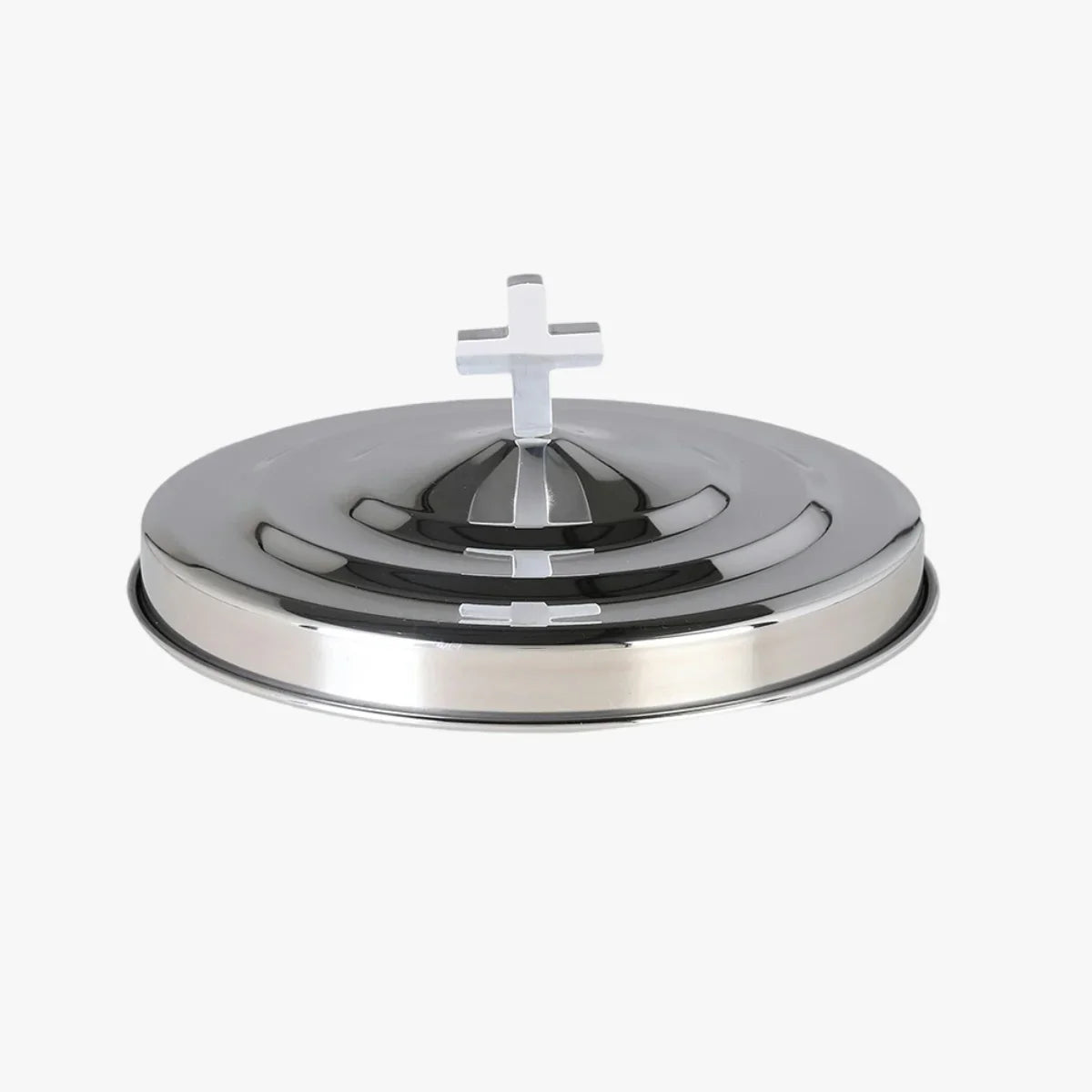 Stainless steel 304 breaking bread holy tableware Eucharist ritual ceremony supplies simple flat small cake plate with cover thick round - EPHOD