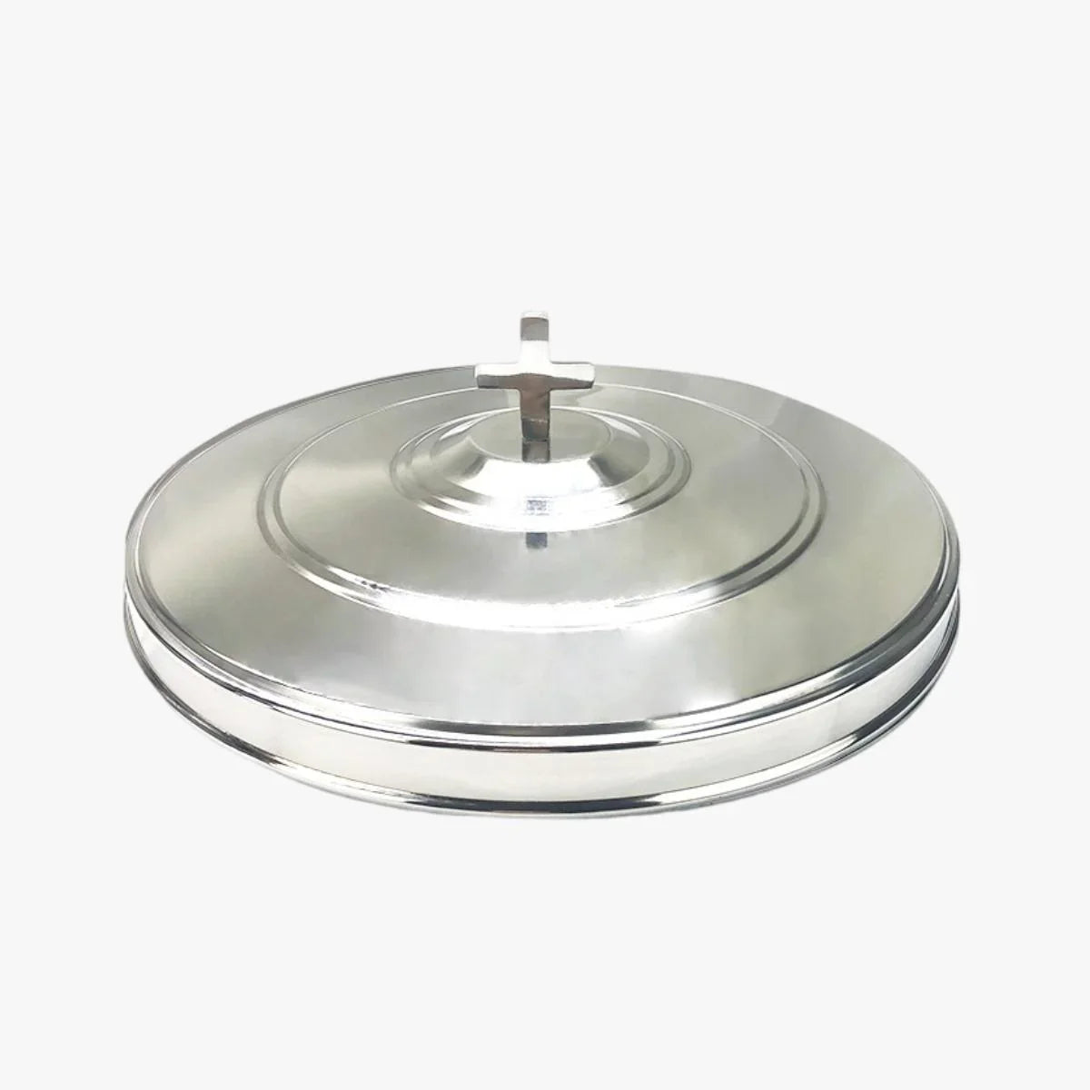 Stainless steel 304 cake plate holy tableware simple flat cake plate with cover cake cover thickened round communion plate large - EPHOD