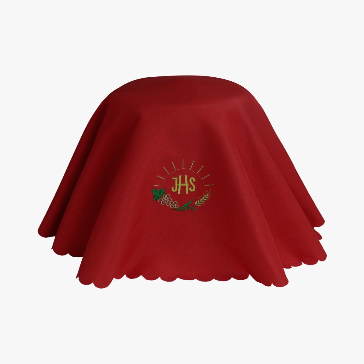 Holy tableware red dust cover JHS wheat ear embroidery pattern round Holy Communion ritual supplies