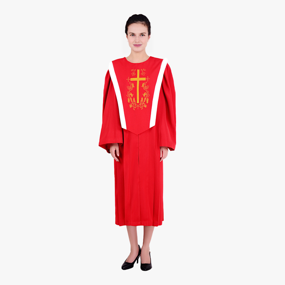 European style colorful new church staff ceremonial clothing golden cross embroidered clothing with detachable long ribbon