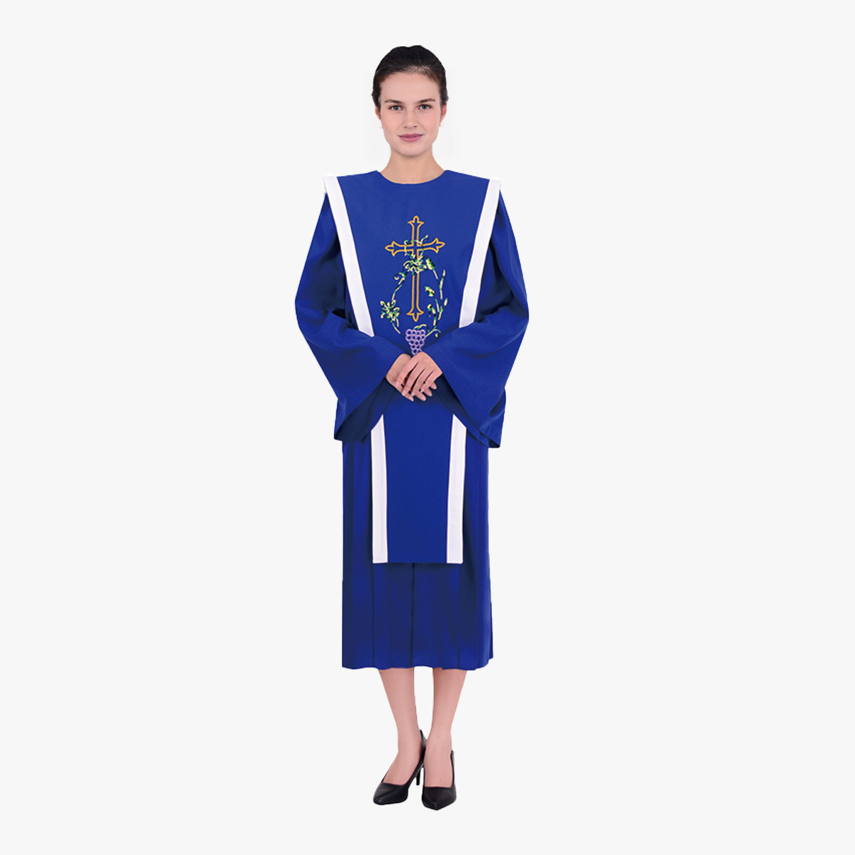 Colorful European style new church staff ceremonial clothing cross embroidered clothing with detachable long ribbon