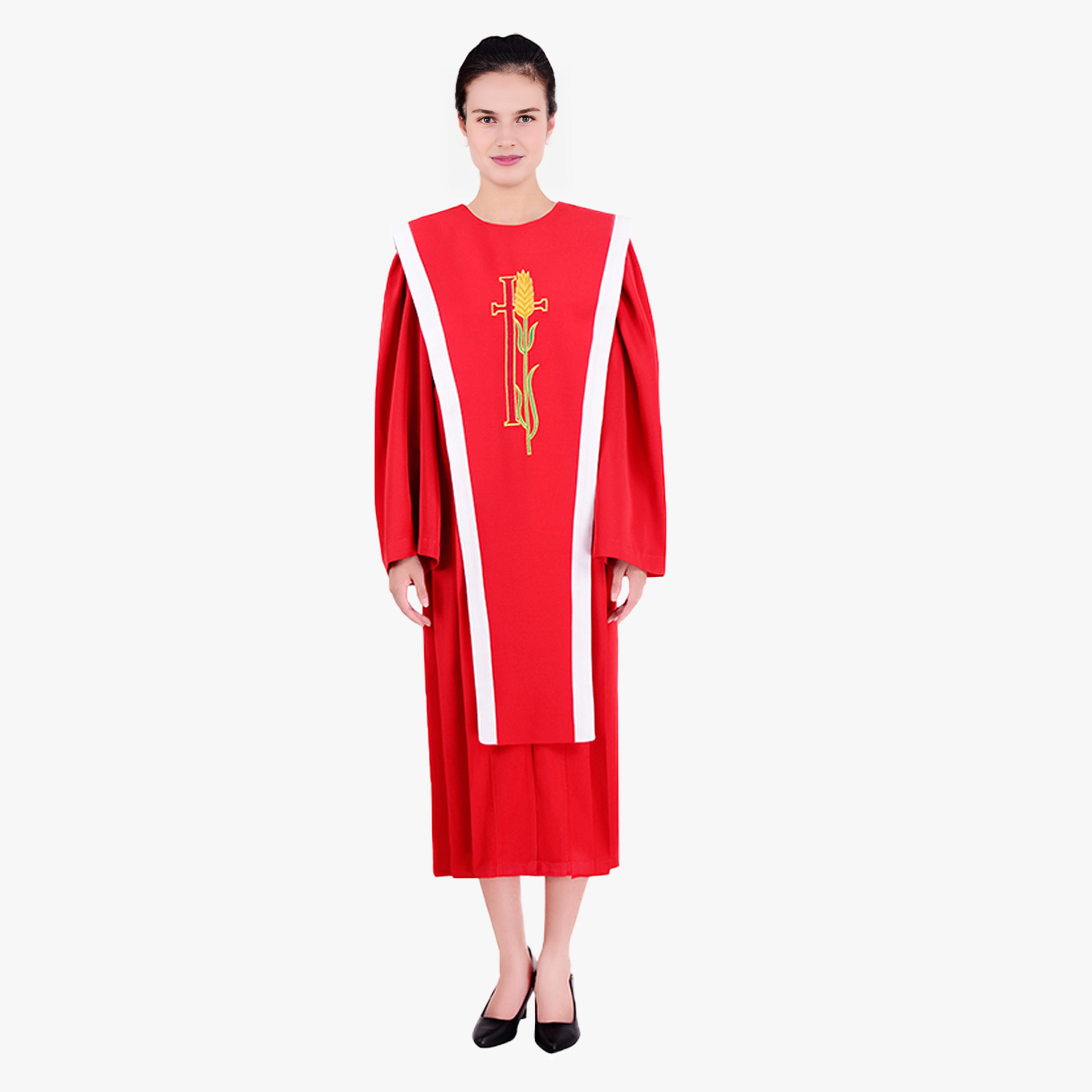 Colorful European style new church staff ceremonial clothing cross embroidered clothing with detachable long ribbon