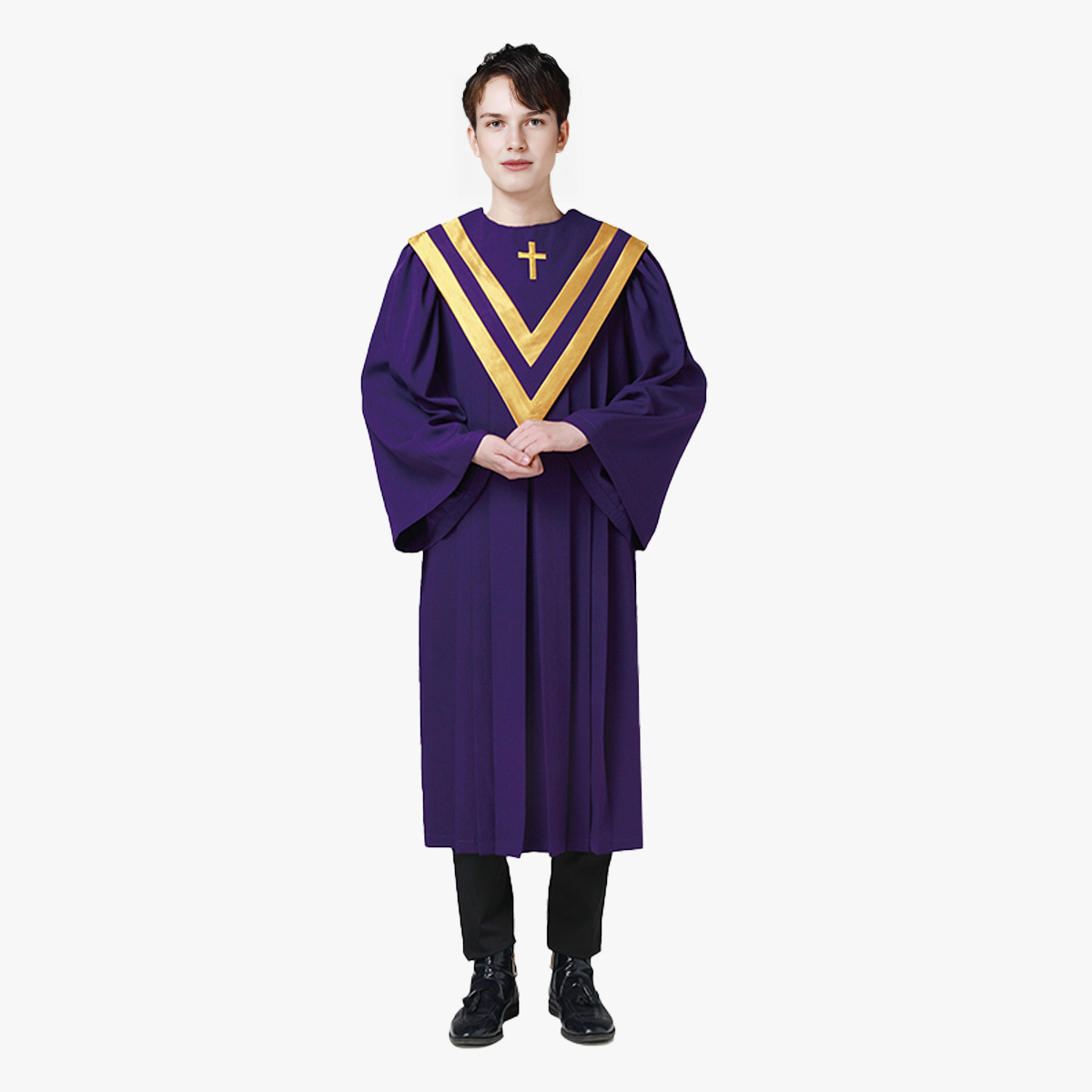 European style colorful new church staff ceremonial clothing cross embroidered clothing detachable double V-neck shawl - EPHOD