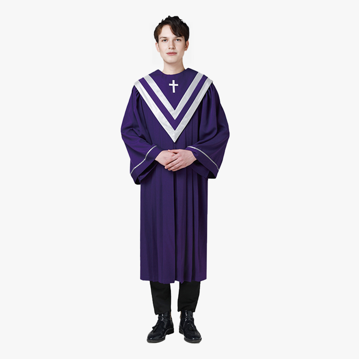 Colorful new church staff ceremonial clothing cross exquisite embroidery clothing detachable double V-neck shawl