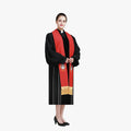 Priest clothing host clothing clergy religious peace dove embroidery black robe dress with red and white double-sided ribbon tie - EPHOD