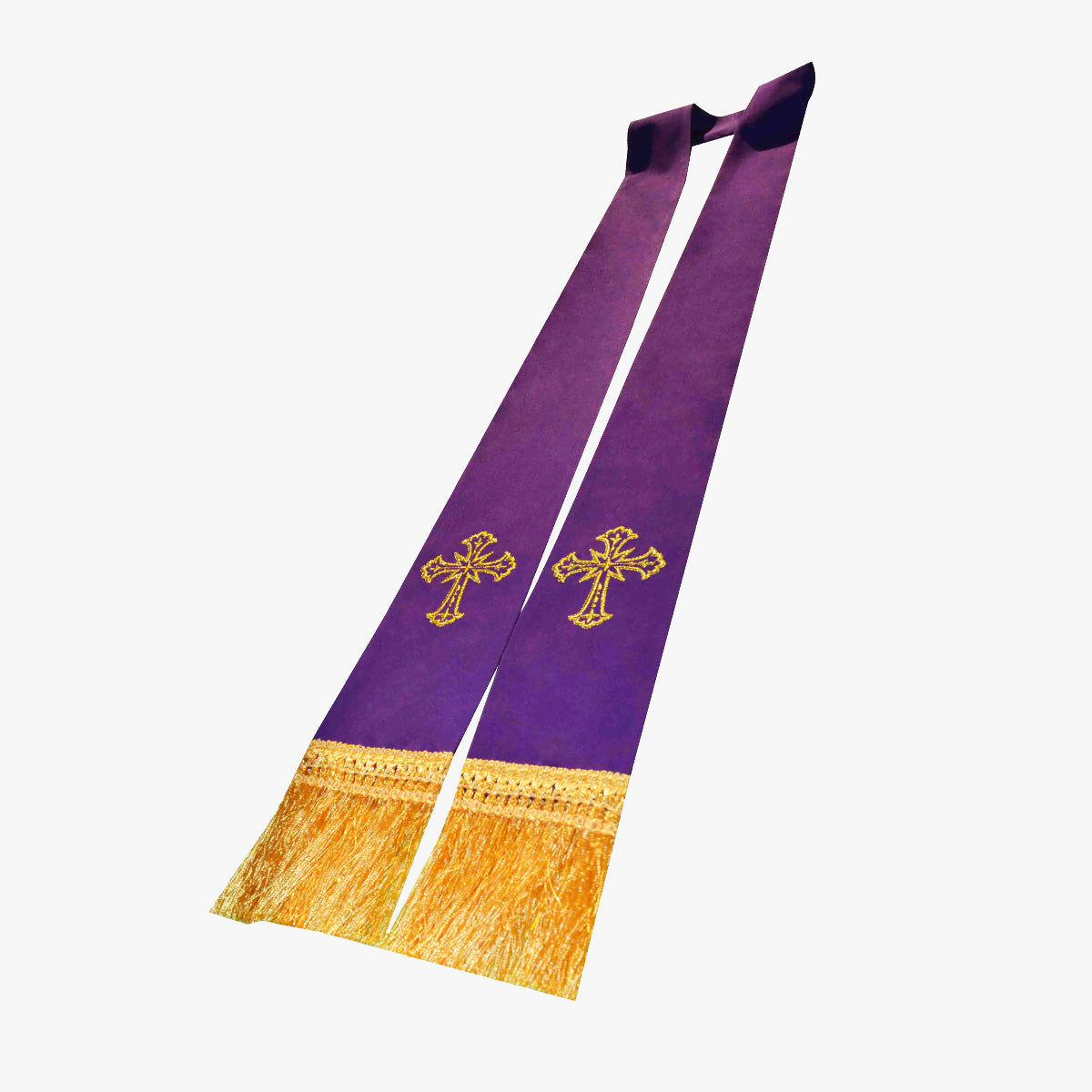 Roman Catholic priest praying confession called priest purple tie cross embroidery JD007