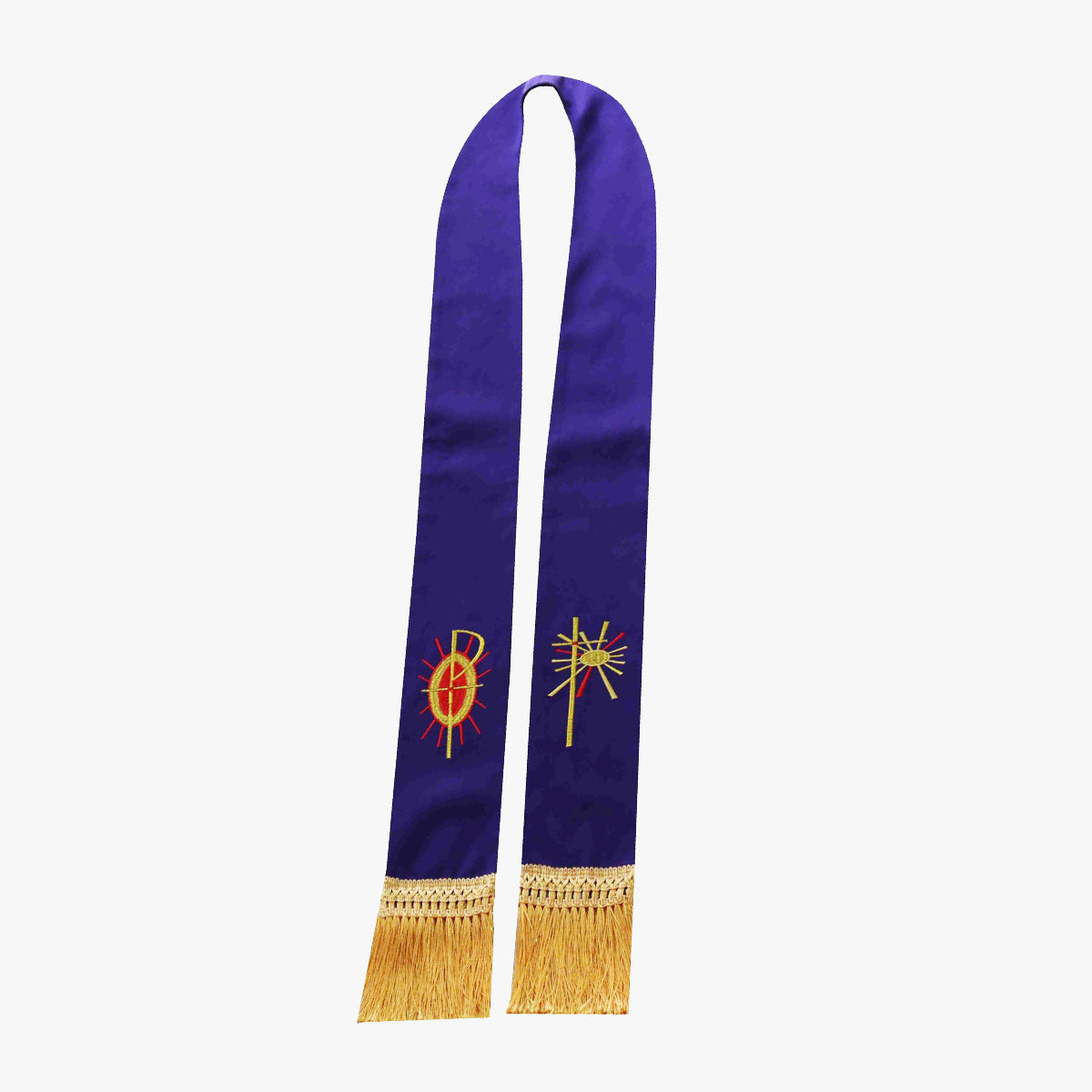Roman Catholic priest praying confession called priest purple tie cross embroidery JD010
