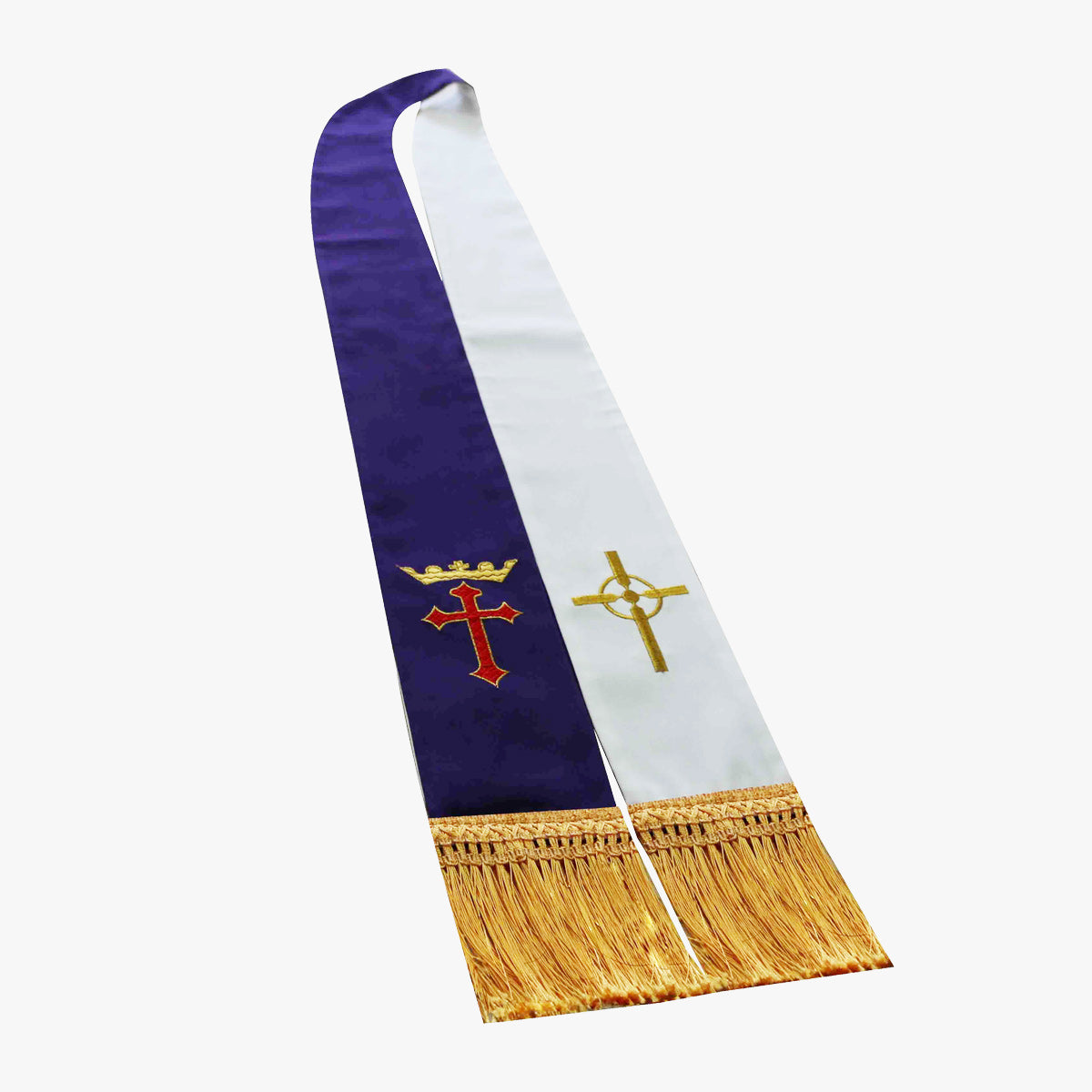Roman Catholic priest praying confession called priest purple tie cross embroidery JD011