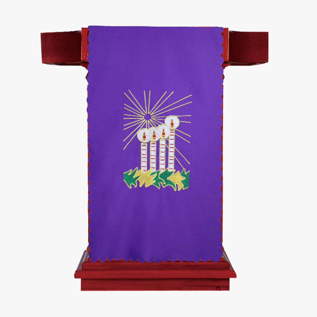 Church church events and worship sacred ceremony pulpit tablecloth candlestick exquisite embroidery purple