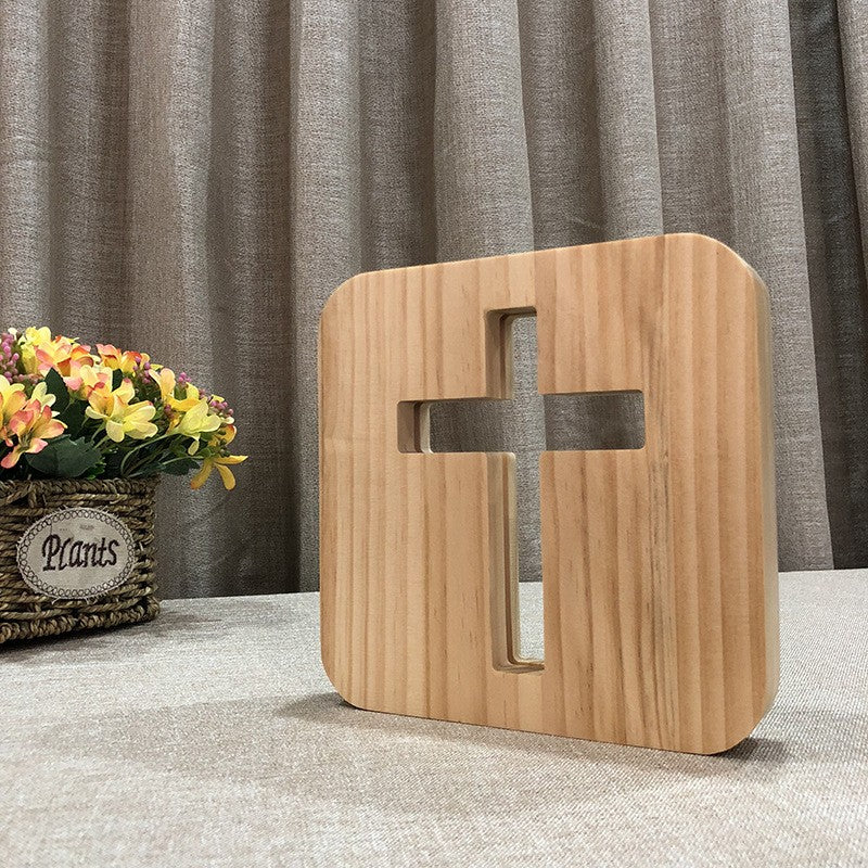 Christian Cross Wooden Night Light Home Furnishings Home Decorative Light