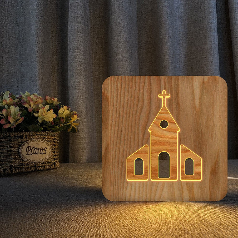 Christian holy gift night light Jesus image hollow carving night light ornaments