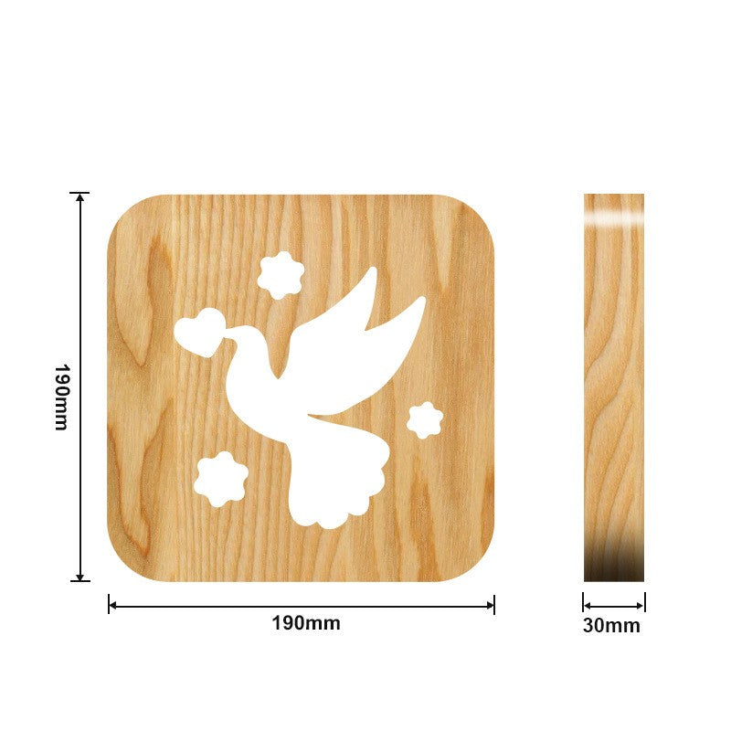 Christian holy gift night light pigeon image hollow carving night light solid wood ornaments