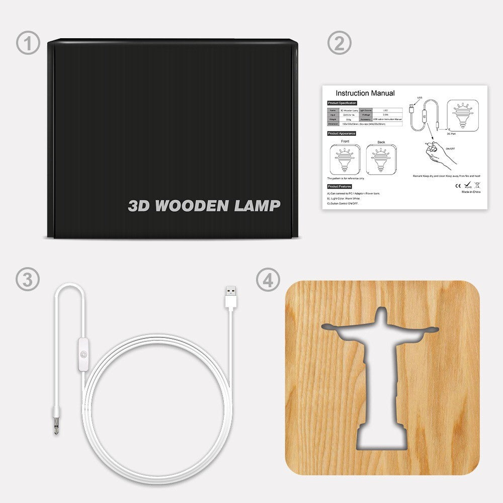 Christian holy gift night light Jesus image hollow carving night light ornaments - EPHOD