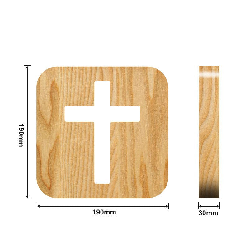 Christian Cross Wooden Night Light Home Furnishings Home Decorative Light - EPHOD