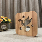Christian holy gift night light pigeon image hollow carving night light solid wood ornaments