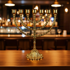 Alloy Metal Gold Lampstand - Israeli Style Christian Golden Lampstand for Home Decoration and Simple Table Decor